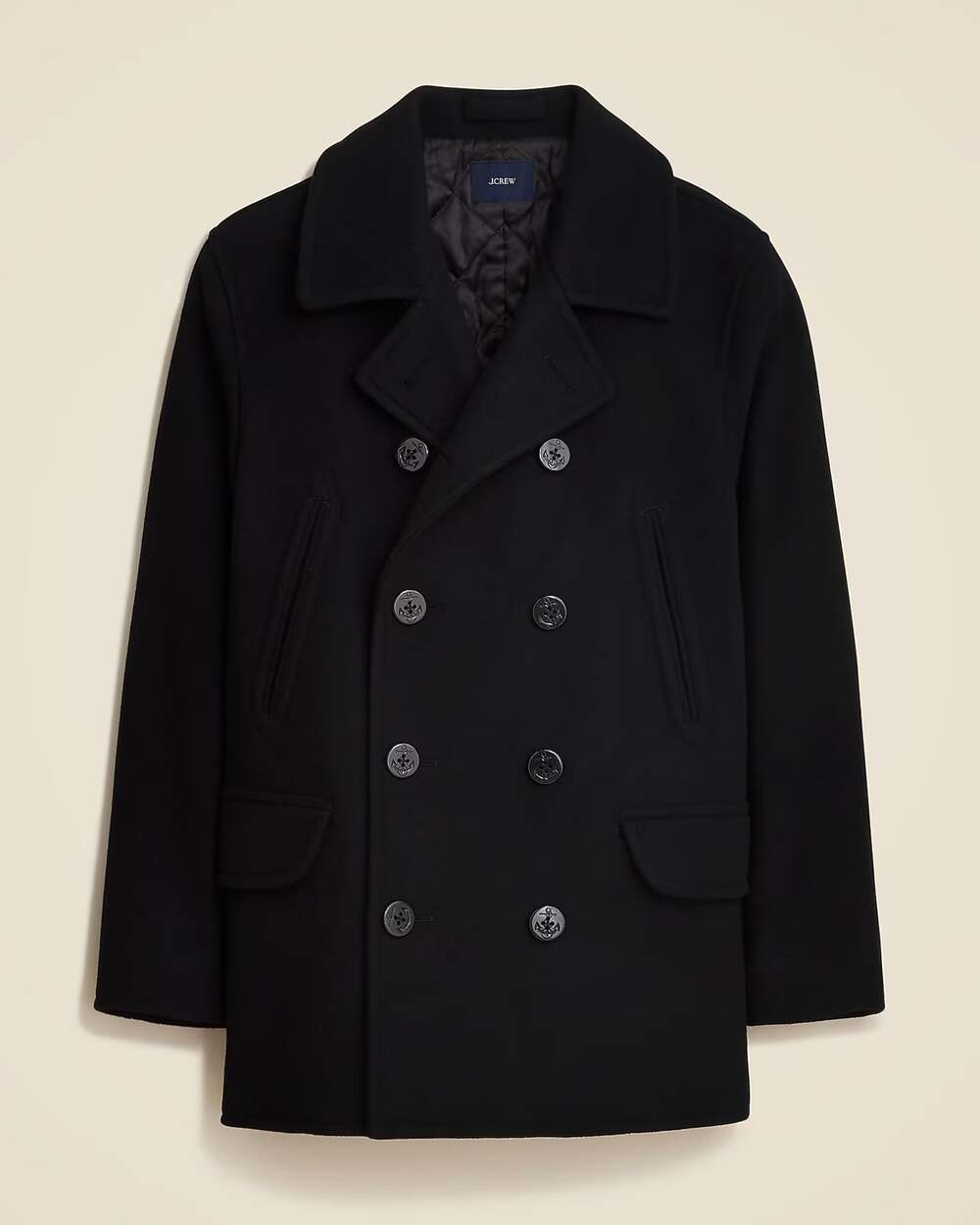 NWT J Crew Dock Peacoat in Wool Blend with PrimaLoft® Navy Blue XS